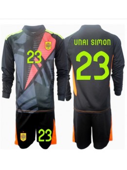 Spanien Unai Simon #23 Målvakt Replika Borta Kläder Barn EM 2024 Långärmad (+ byxor)